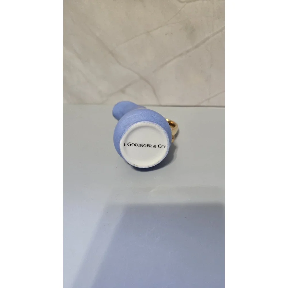 Light Blue Small Creamer Pitcher With Gold Handle And Accents By I Godinger & Co